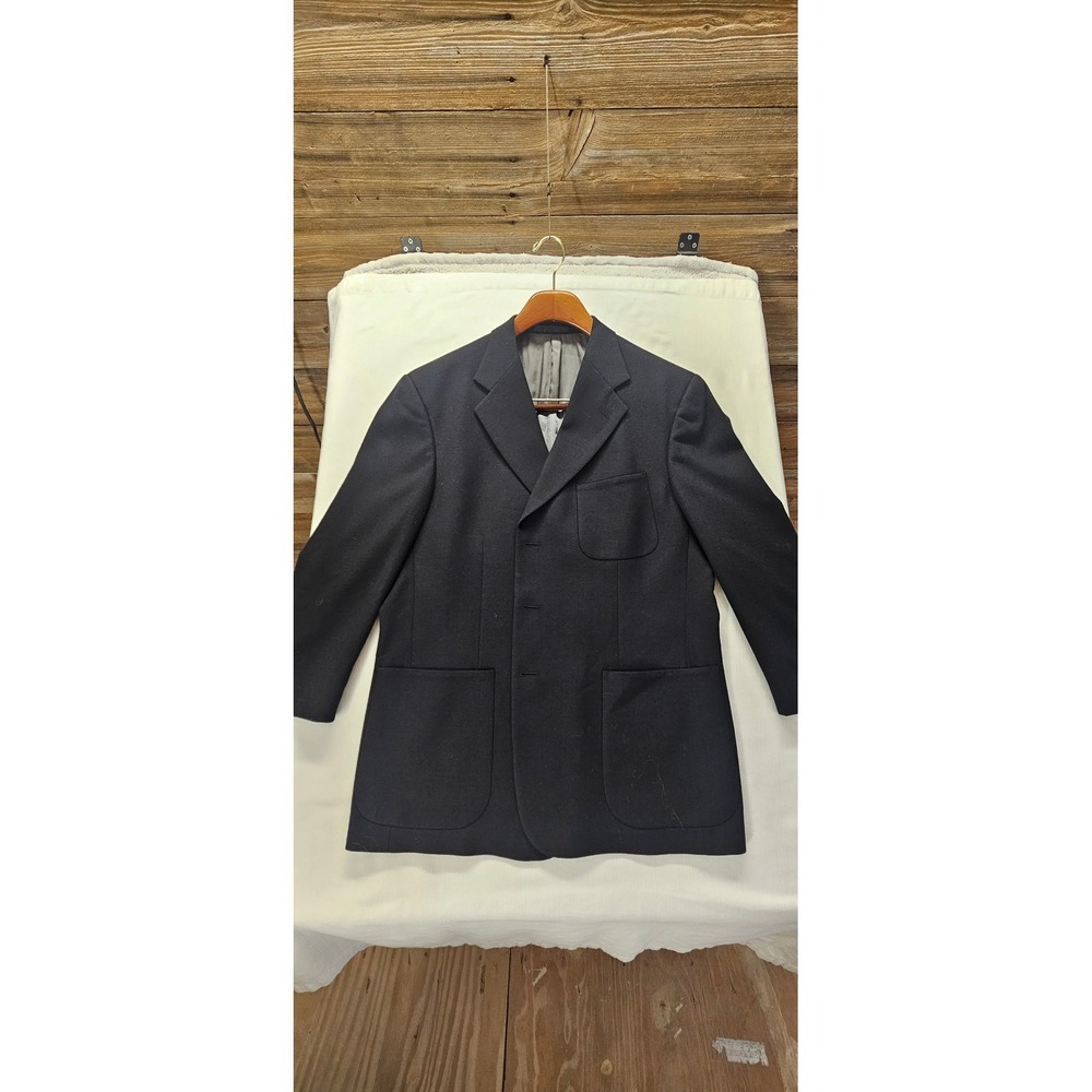 Tallia Uomo Mens Navy Blue 3-Button Sport Coat Blazer Patch Pockets Size 42-44